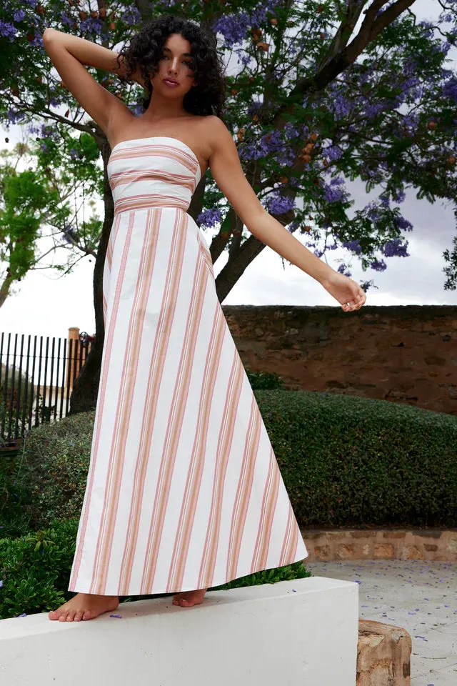 ASTON - Hazel Dress PEONY/ANTIQUE STRIPE