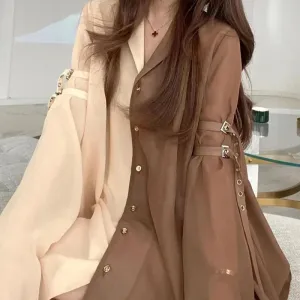 Brown Oversized Sheer Blouse – Chic Harajuku Cottagecore Shirt Dress From Kawaii Stop