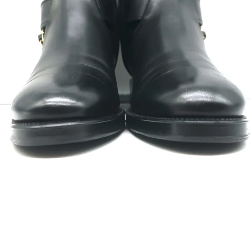 Chanel 22A CC Chain Short Riding Boots Black Leather Size 39 Ankle Boots