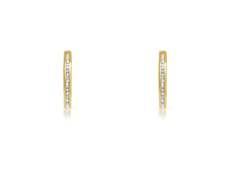 Earrings 18kt Gold Hoops & Baguette Diamonds