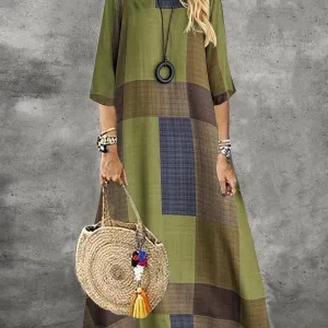 Elaijah | Retro Plaid Maxi Dress