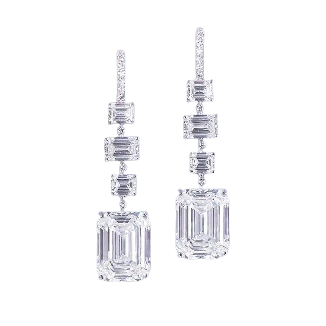 Emerald Cut Drop Earrings