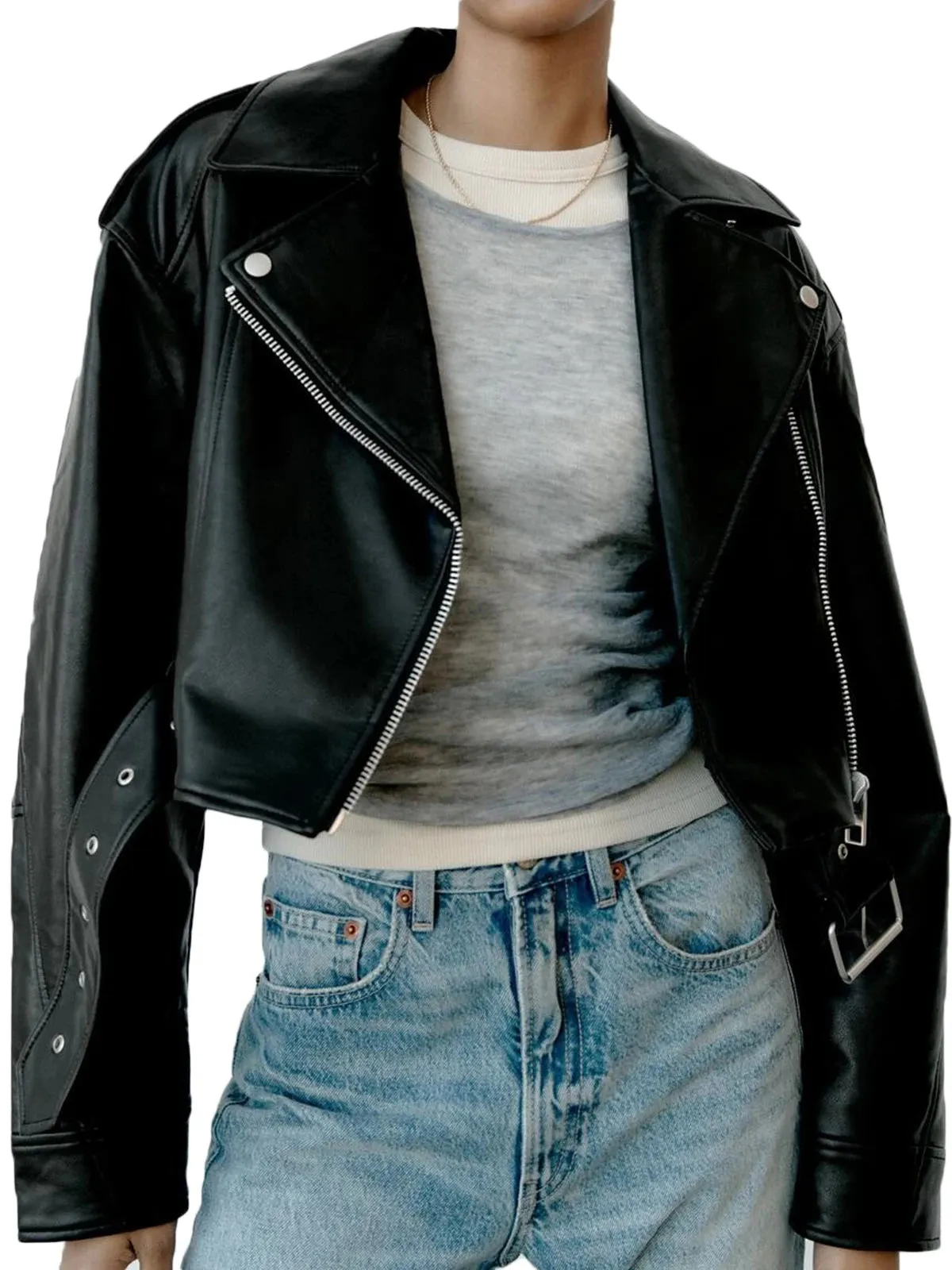 Fitaylor Lady High Street PU Leather Casual Jacket