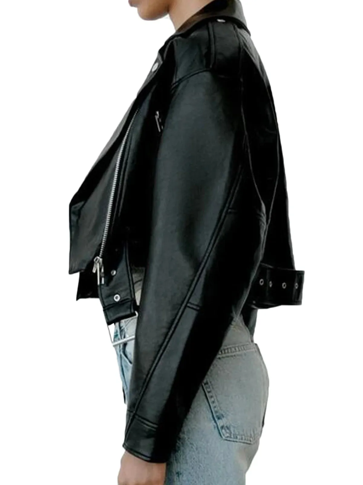 Fitaylor Lady High Street PU Leather Casual Jacket