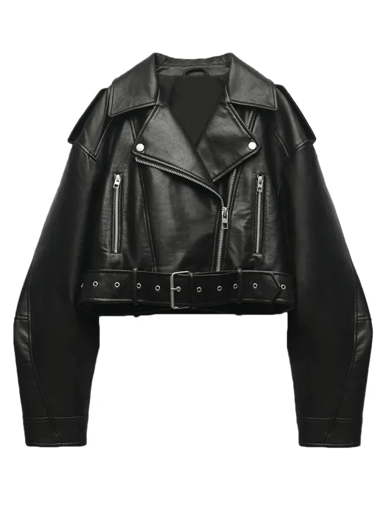 Fitaylor Lady High Street PU Leather Casual Jacket