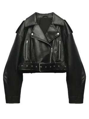 Fitaylor Lady High Street PU Leather Casual Jacket