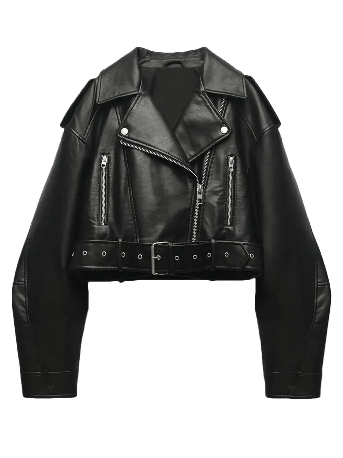 Fitaylor Lady High Street PU Leather Casual Jacket