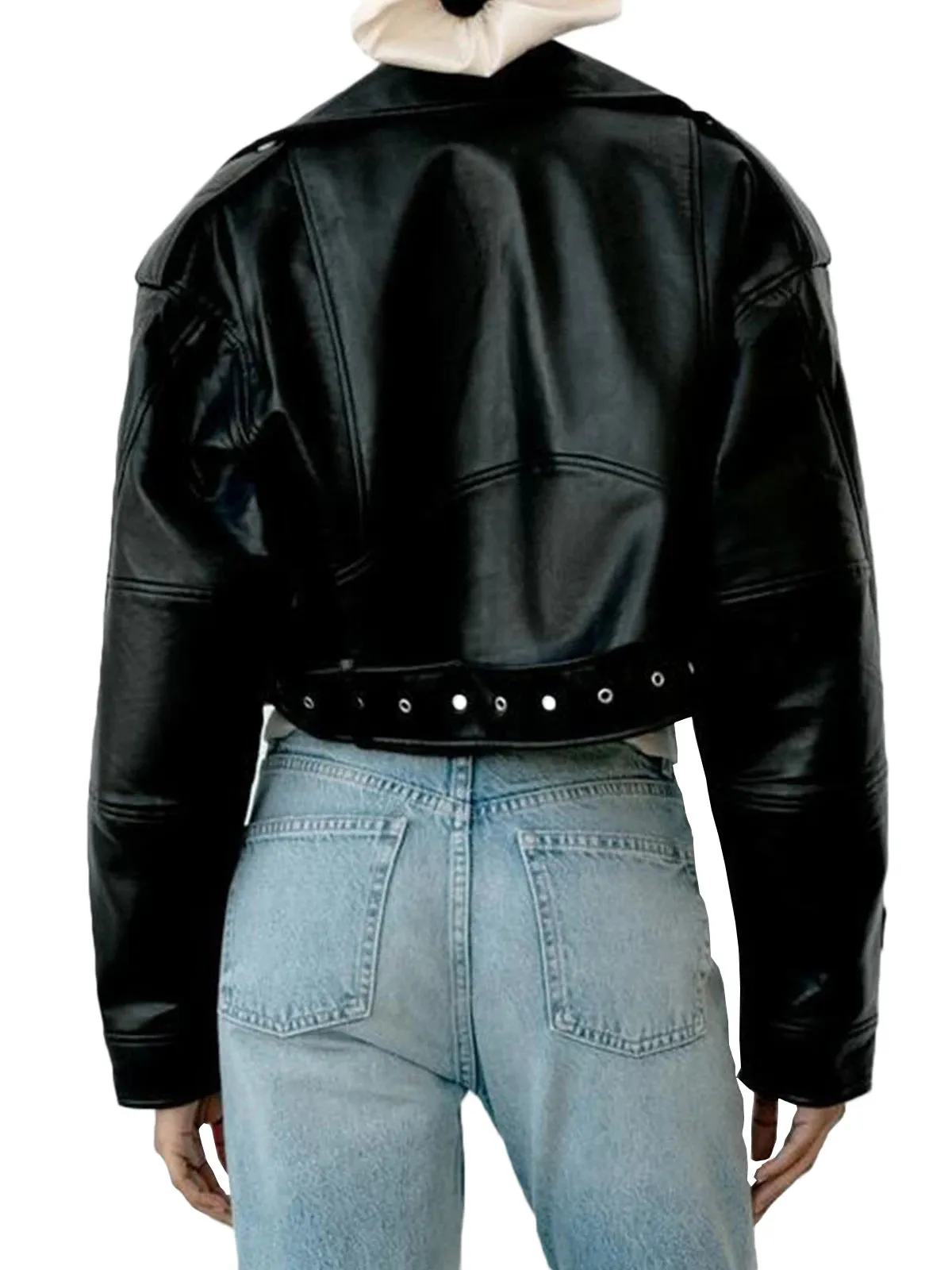 Fitaylor Lady High Street PU Leather Casual Jacket