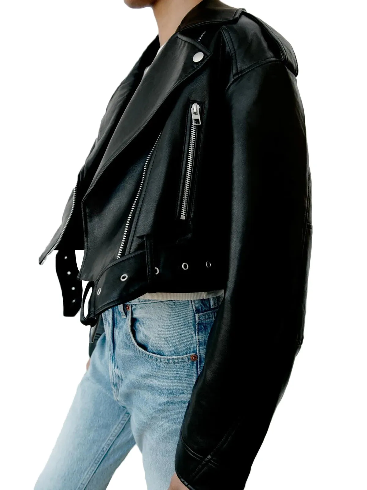 Fitaylor Lady High Street PU Leather Casual Jacket