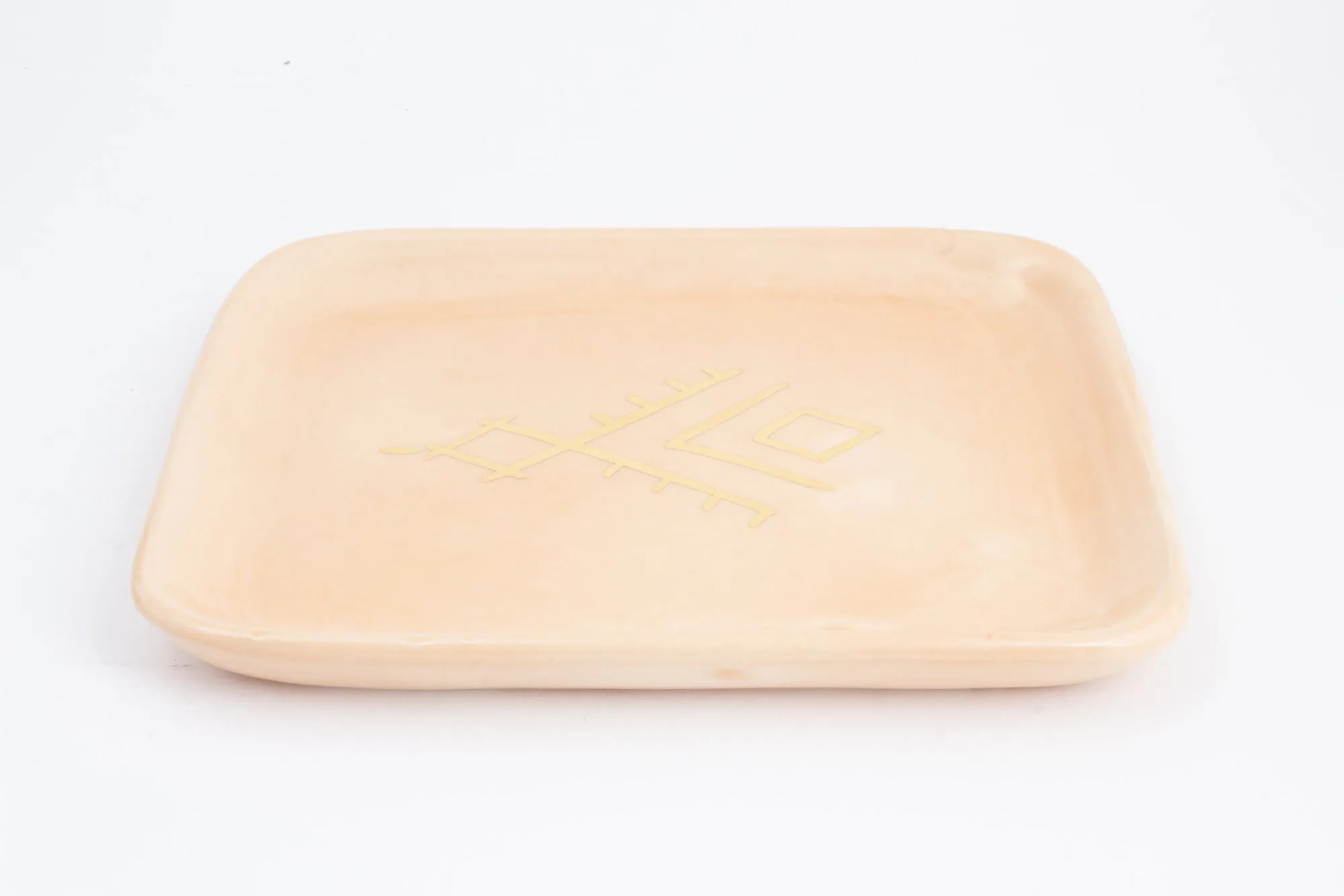 Handmade Nude Glazed Moroccan Tray with 12K Gold Accent