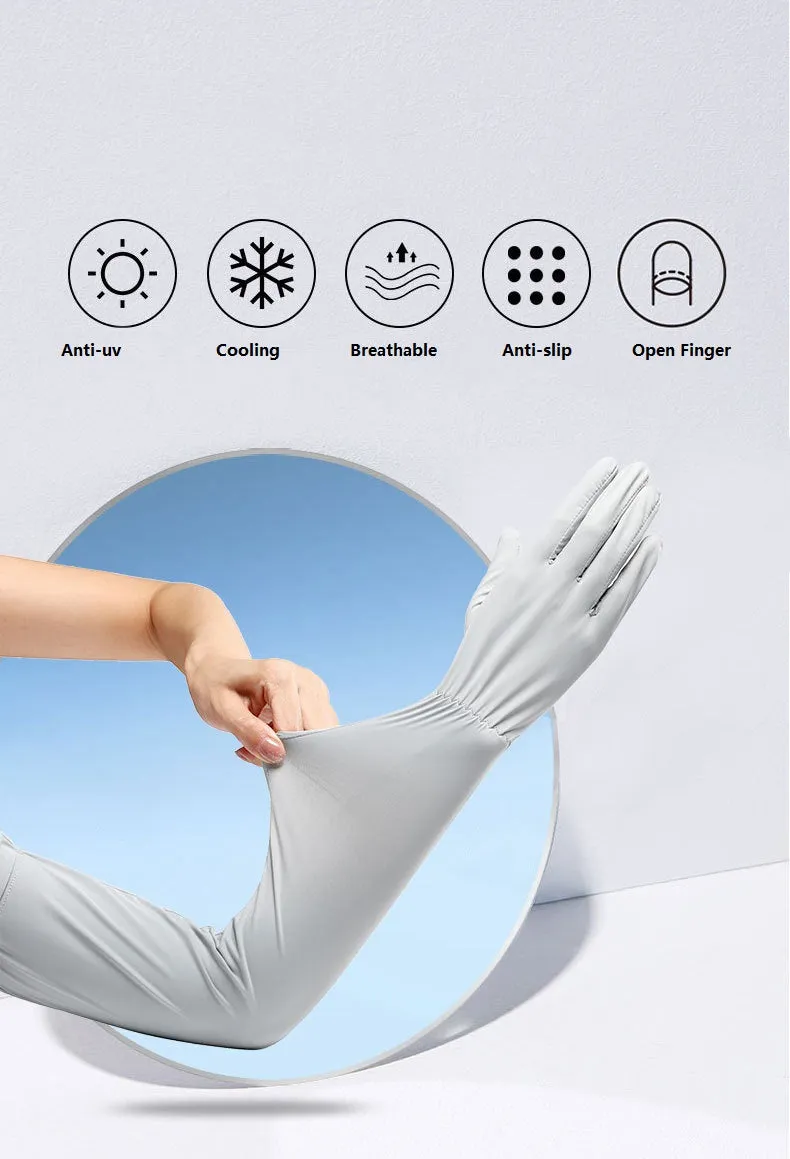 Ice Silk UV Protection Long Sleeve Golf Gloves