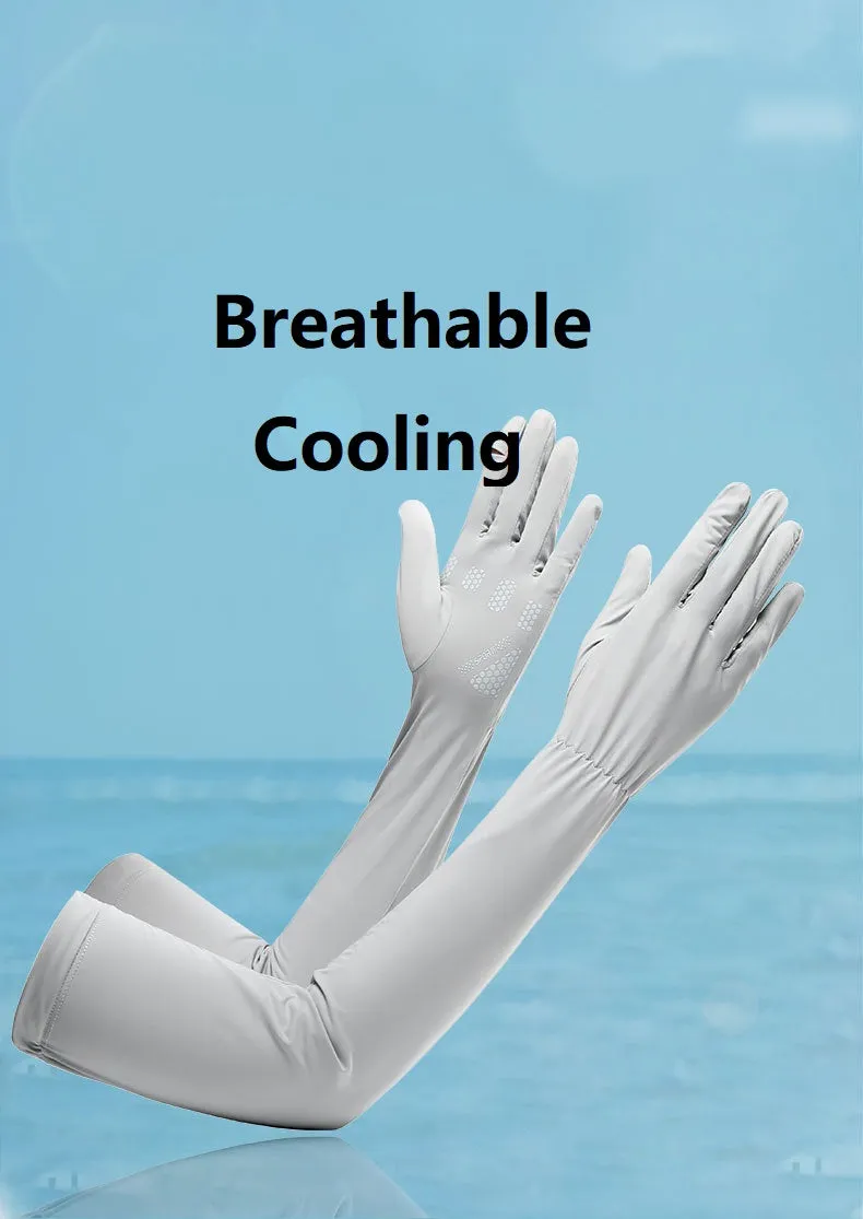 Ice Silk UV Protection Long Sleeve Golf Gloves