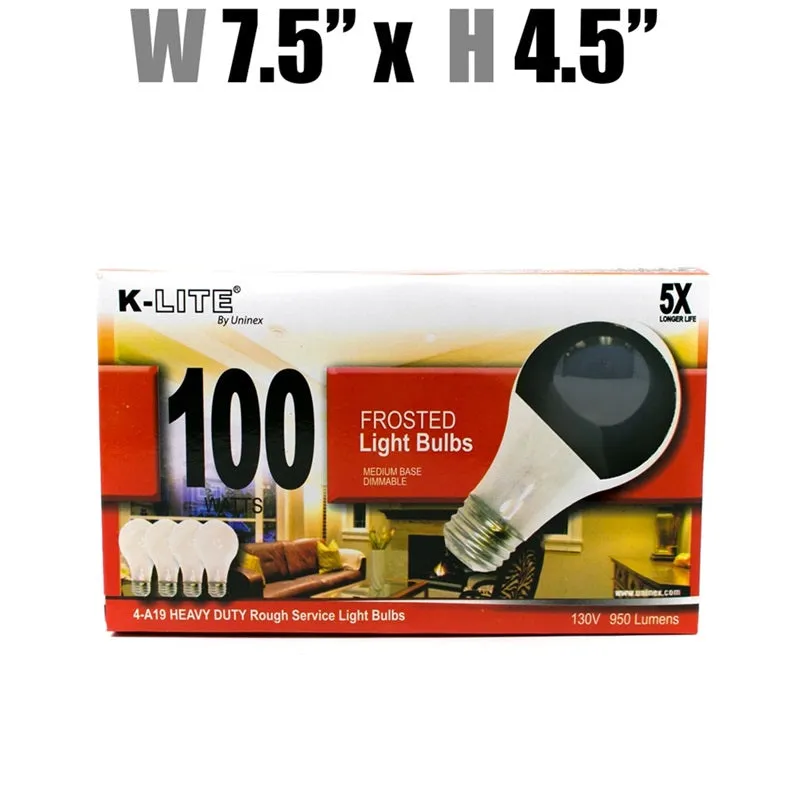 K-Lite Heavy Duty 100w Light Bulbs - 4 pk.