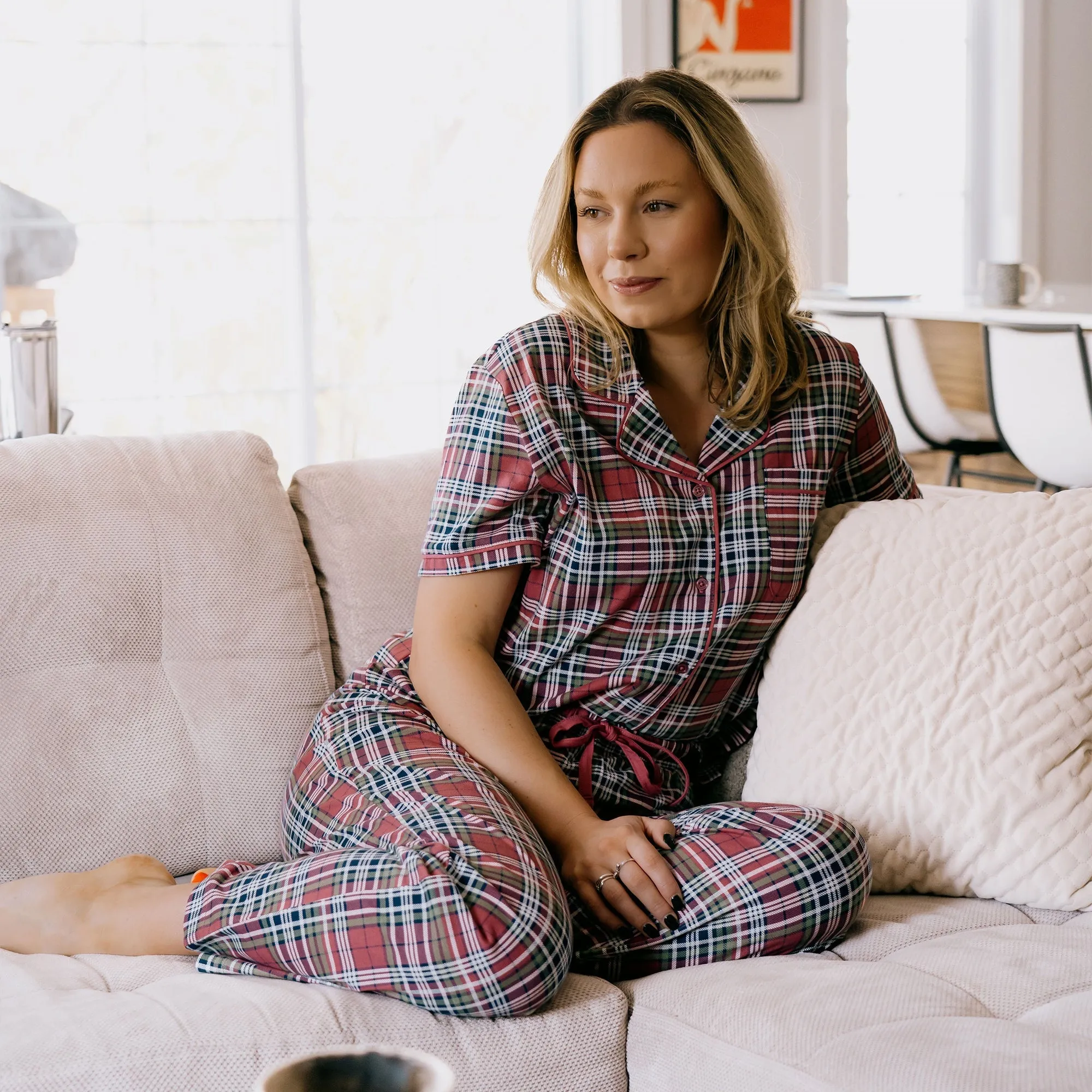 Notched Collar PJ Set in All Over Print