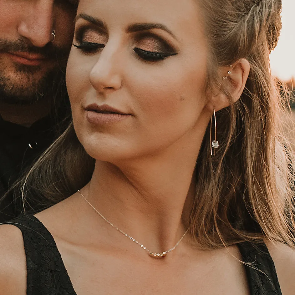 Open Crescent Hoops with Herkimer Diamonds