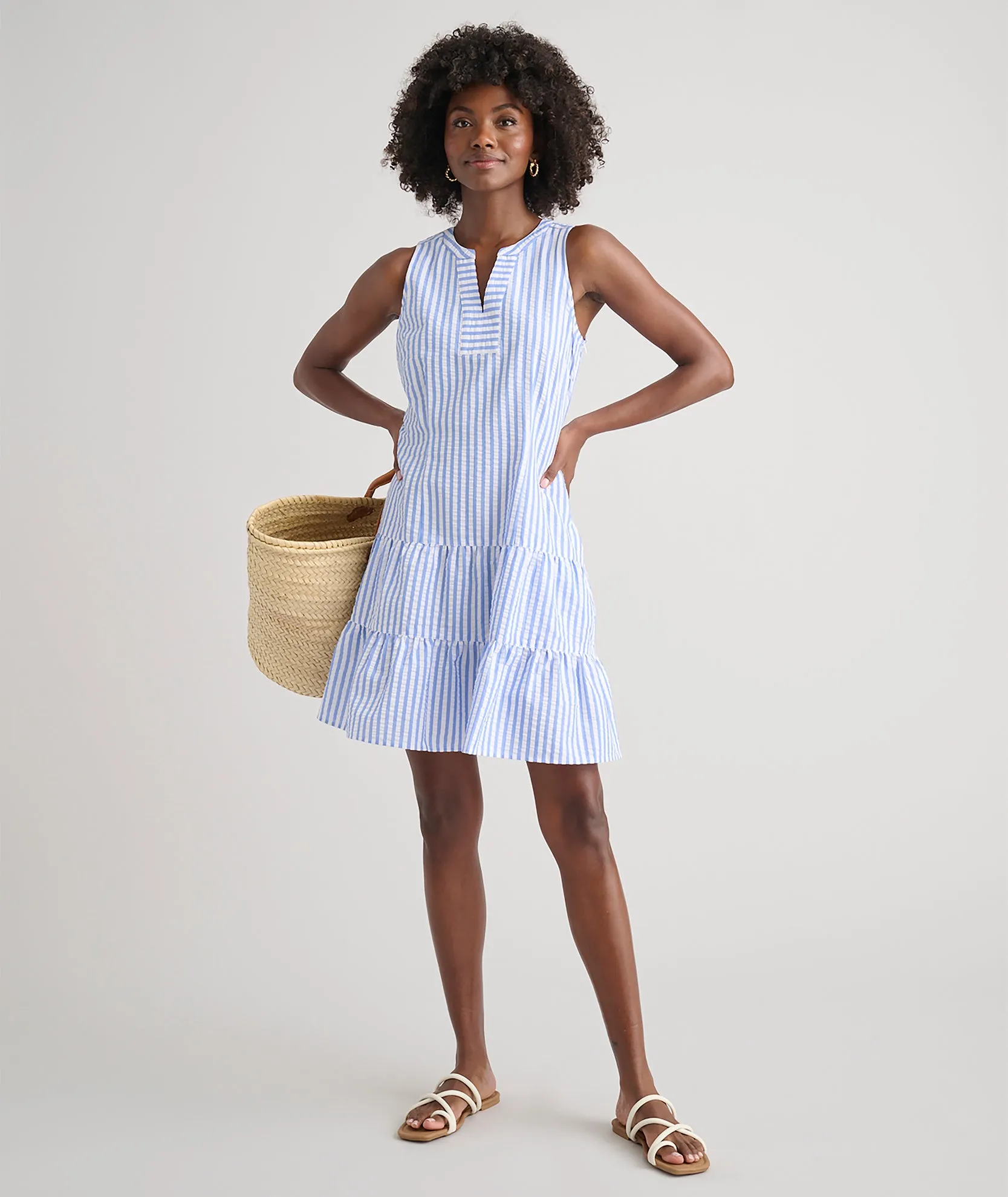 Seersucker Tiered Roxanna Dress