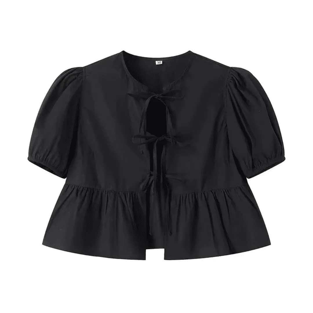 Tie-Front Peplum Blouse