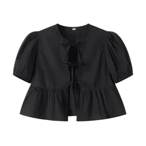 Tie-Front Peplum Blouse