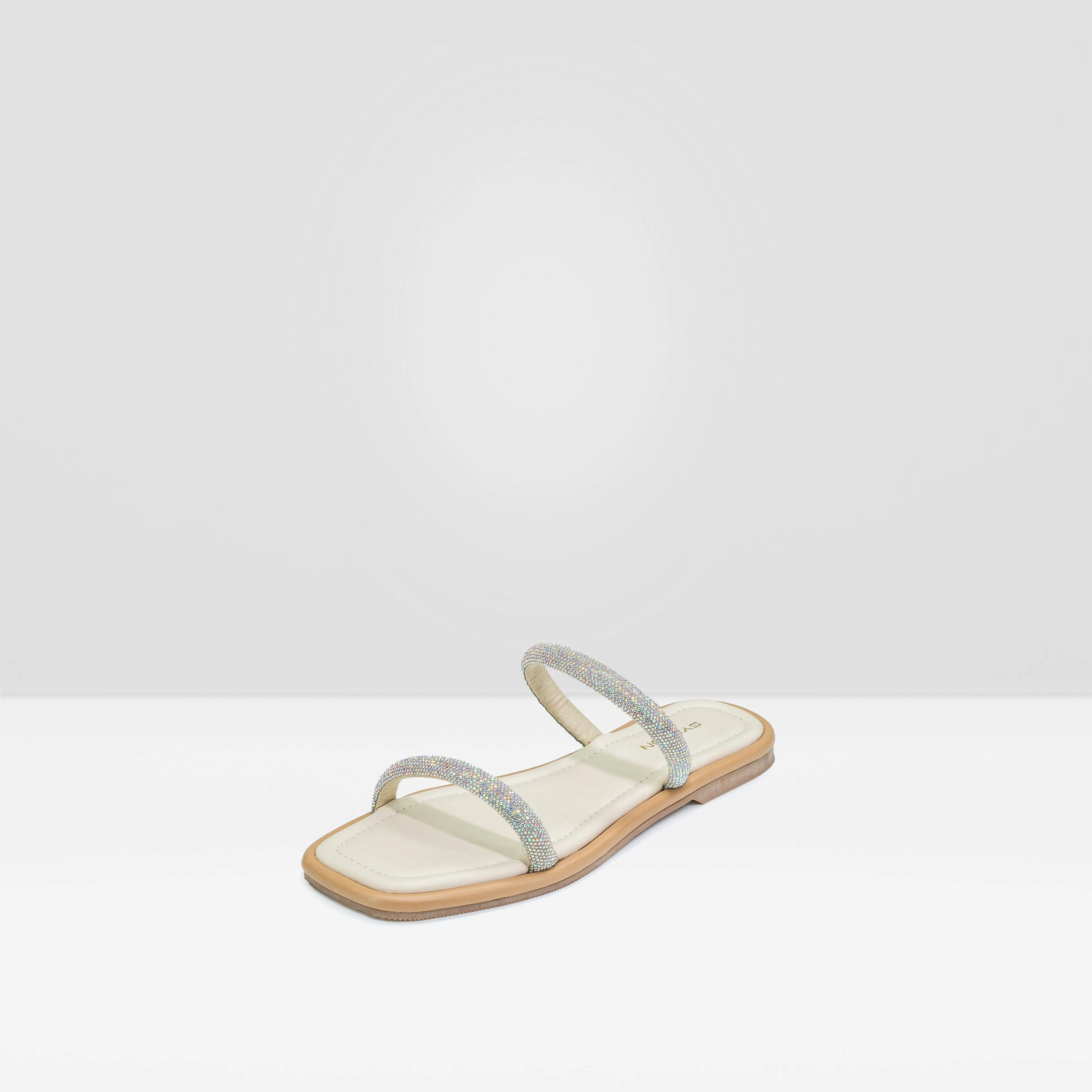 WOMENS BEIGE FLAT DIAMANTE STRAPPY CASUAL CHAPPALS