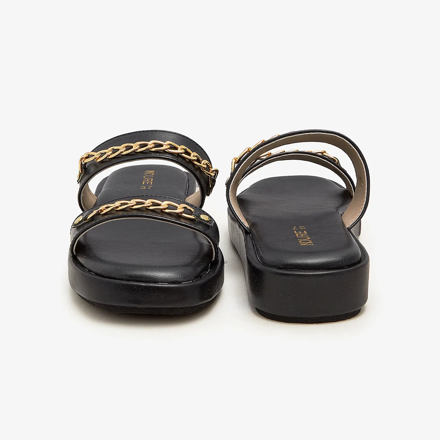 Women's Chain-Strap Slides