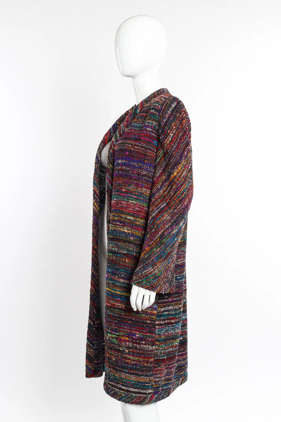 Woven Stripe Duster Coat