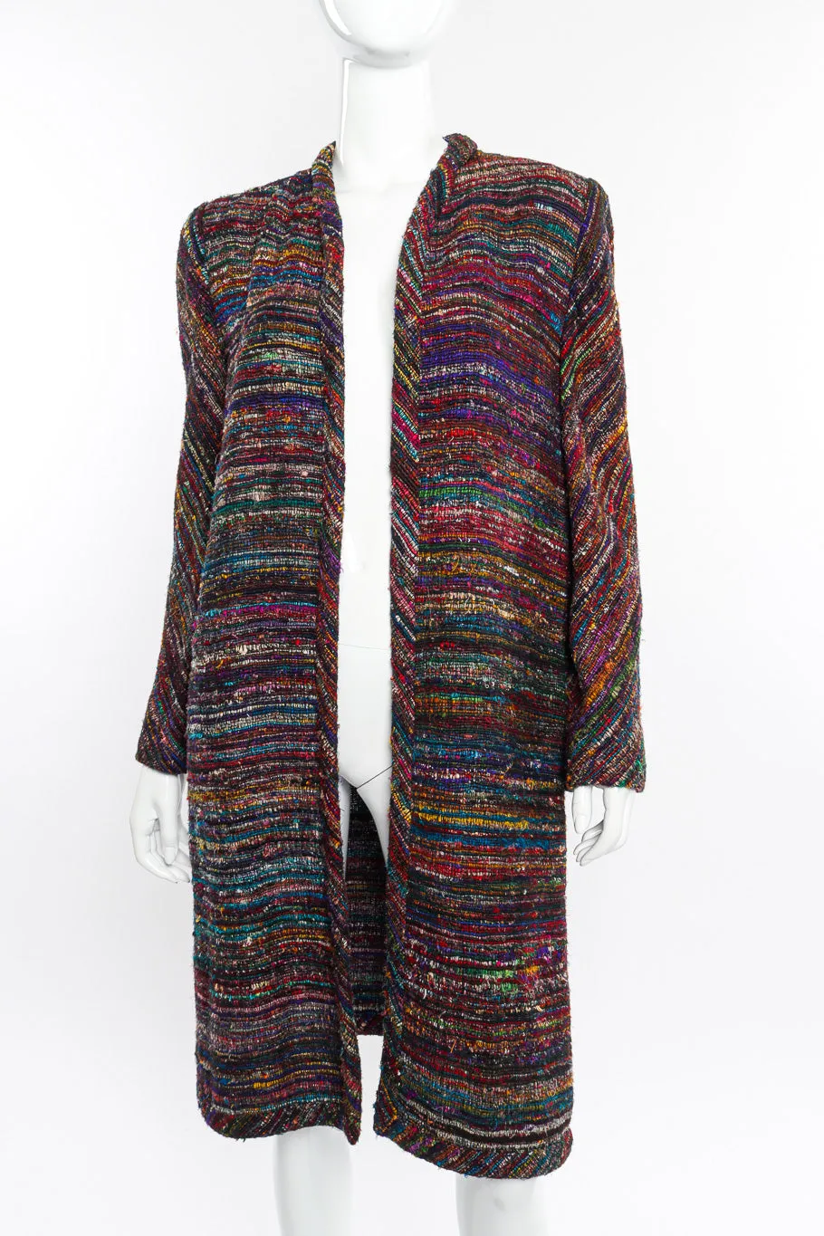Woven Stripe Duster Coat